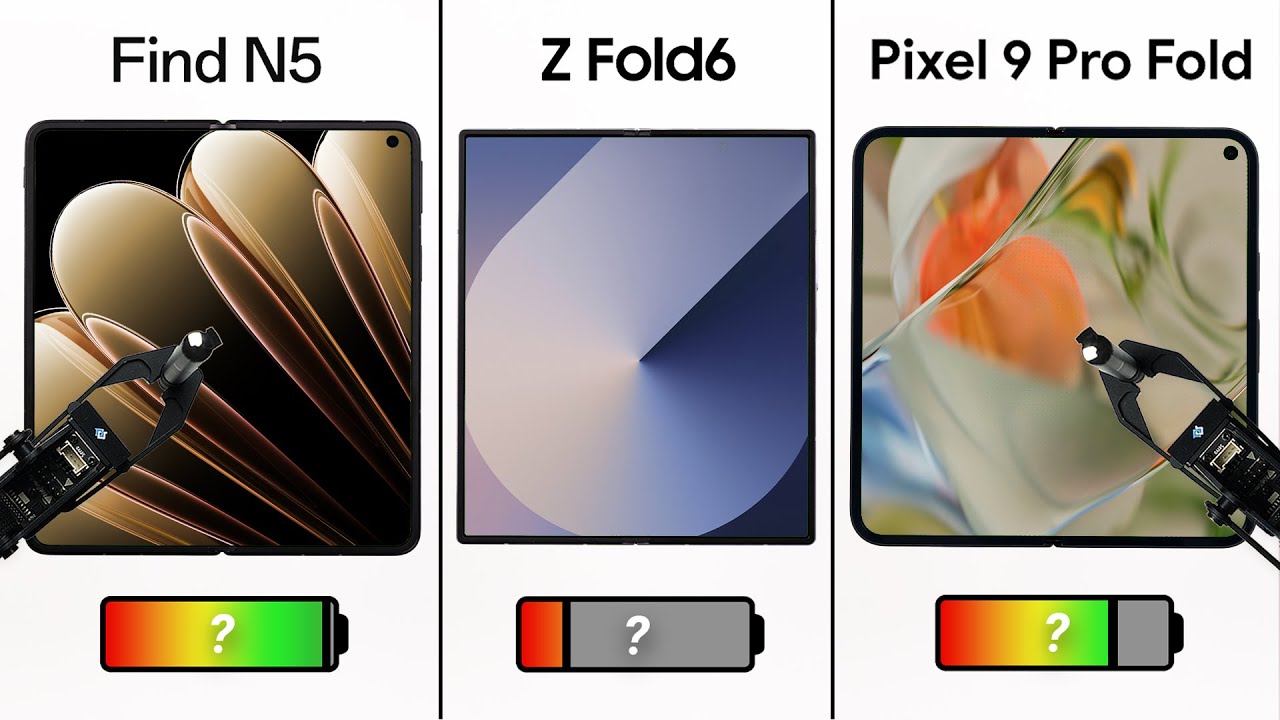 OPPO Find N5 vs. Galaxy Z Fold 6 vs. Pixel 9 Pro Fold Battery Test