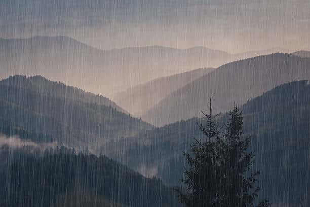 august rainy weather in the mountains