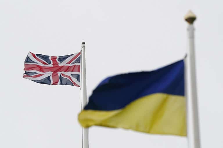 ukrainian and uk flag