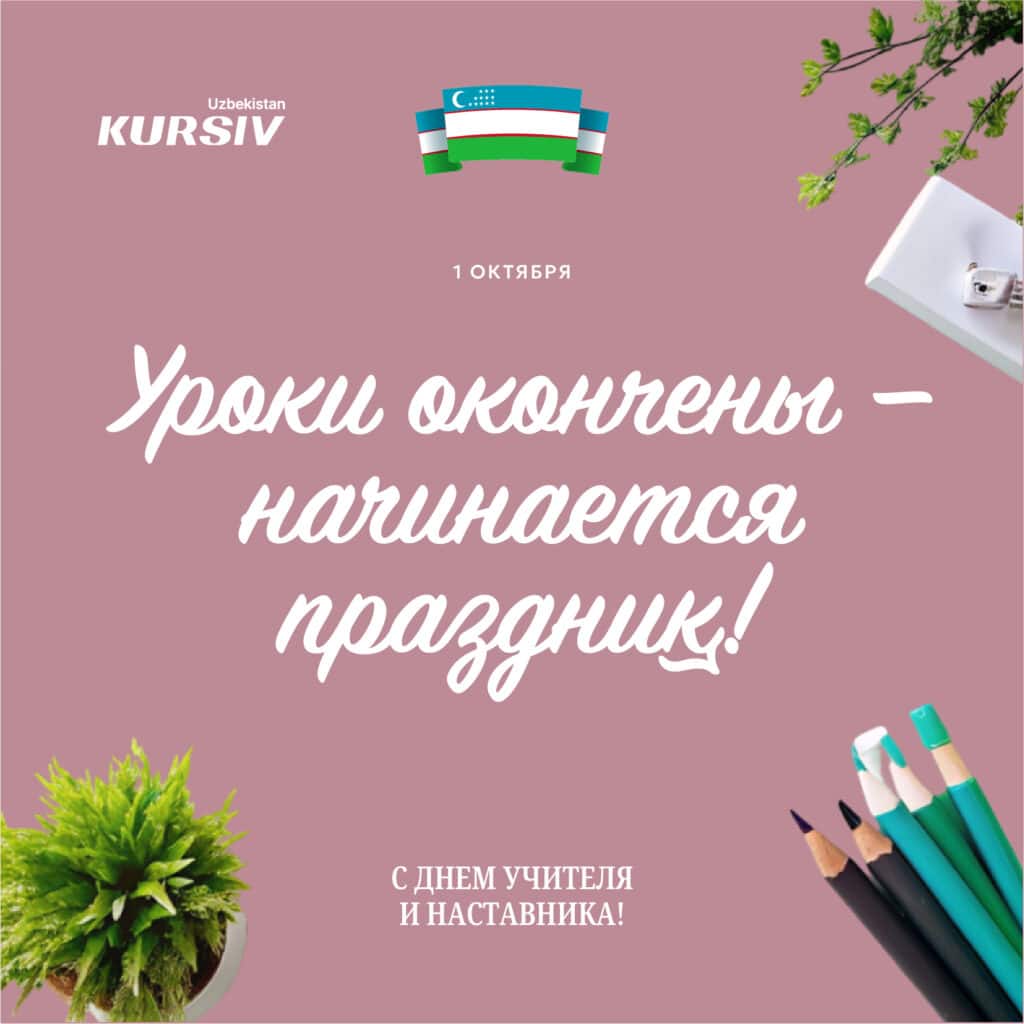 Минималистичная открытка с карандашами и растением на фоне в честь Дня учителя