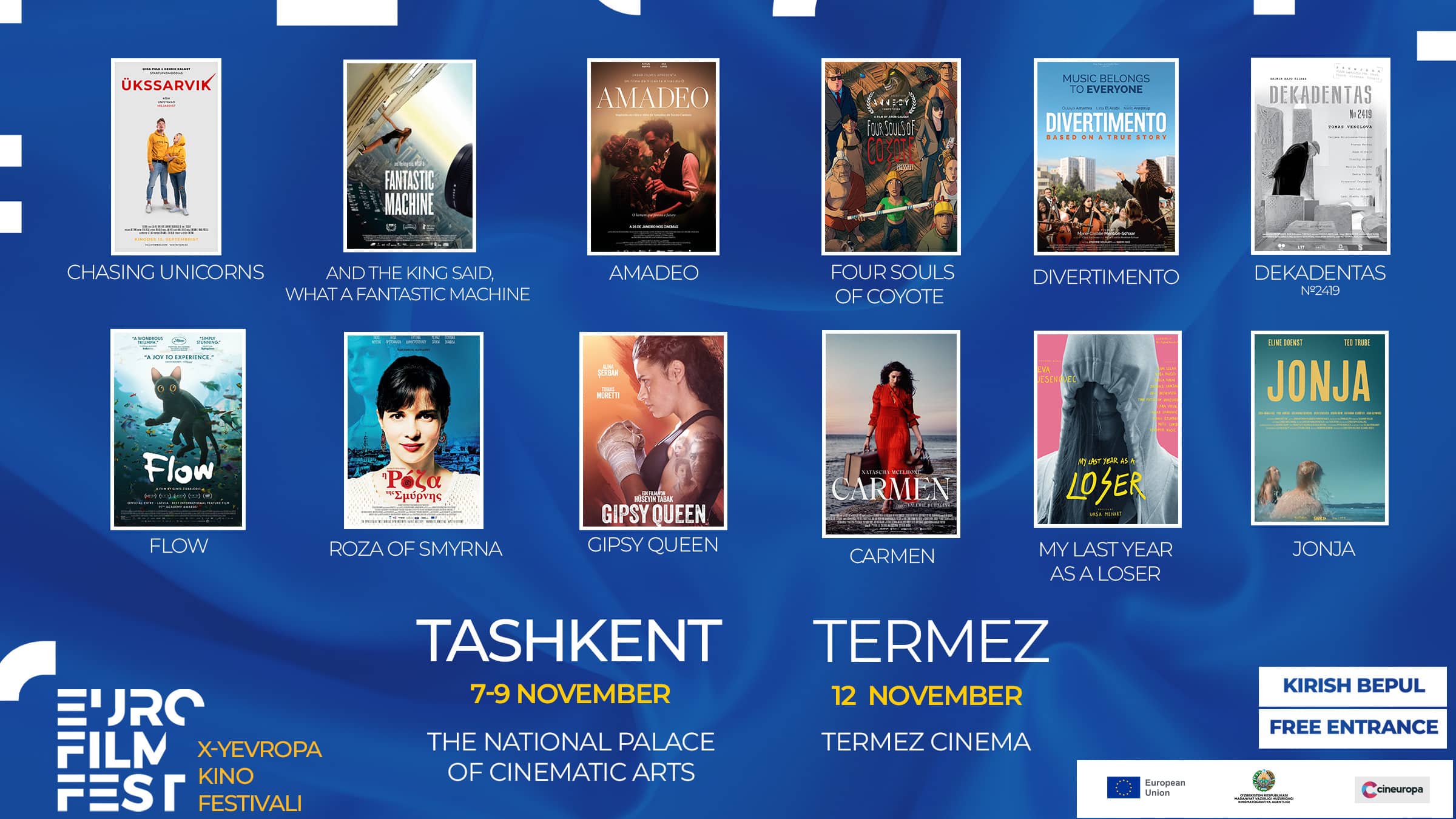 X Yevropa kino festivali O‘zbekistonda bo‘lib o‘tadi