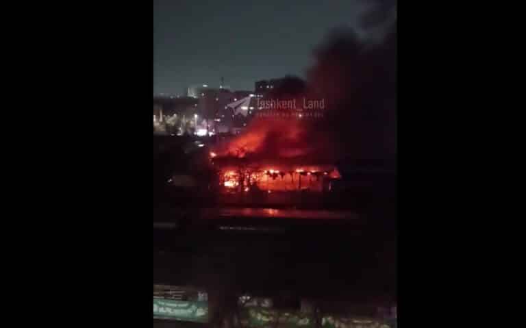 На ташкентском рынке «Кадышева» произошел крупный пожар