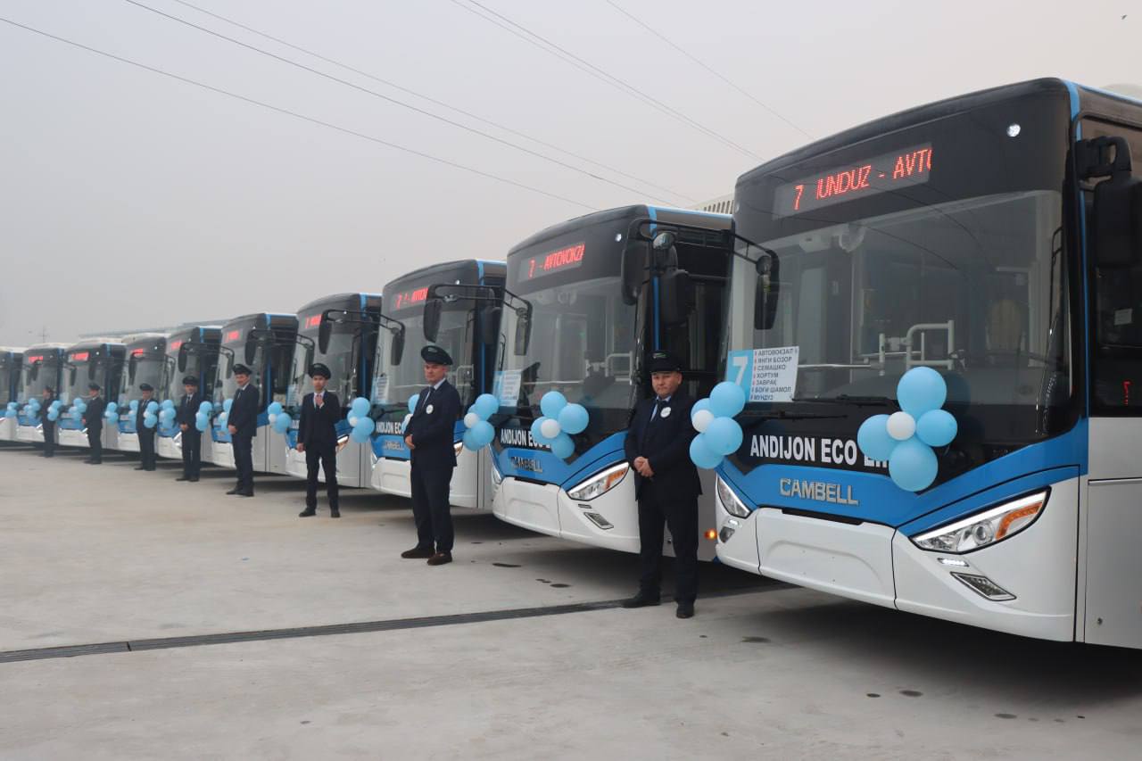 Andijonga navbatdagi 40 ta zamonaviy elektrobus olib kelindi