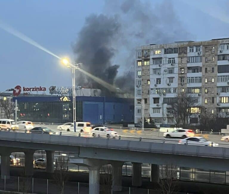 В Ташкенте произошел пожар в торговом центре возле станции метро «Новза»