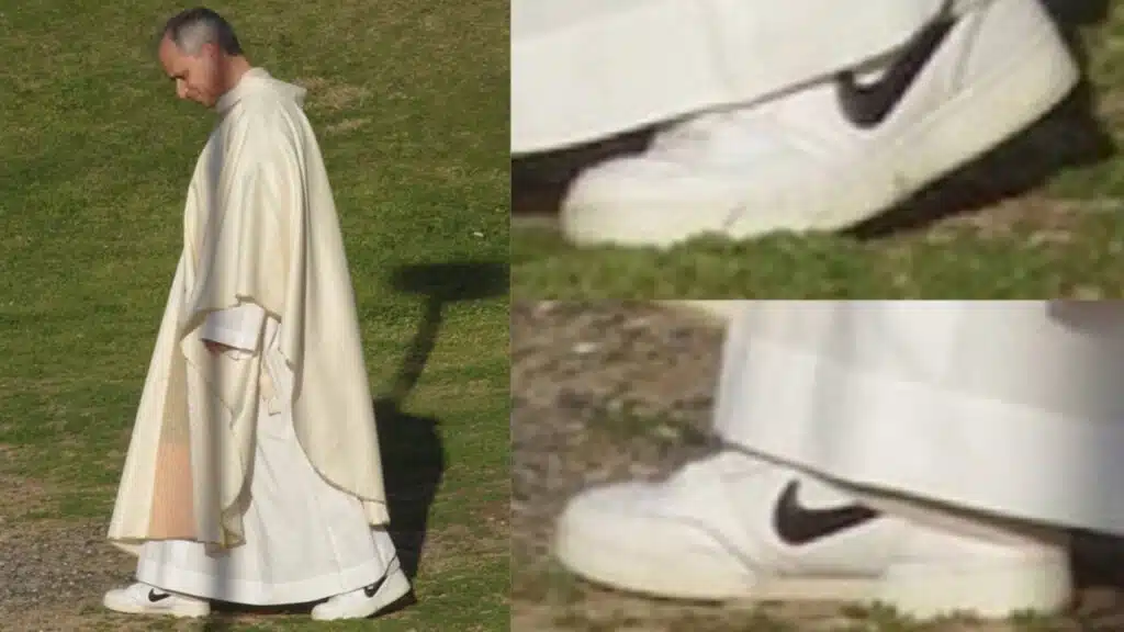 Изображение: Famous Campaigns (https://www.famouscampaigns.com/2026/05/the-devil-may-wear-prada-but-the-pope-wears-nike/).