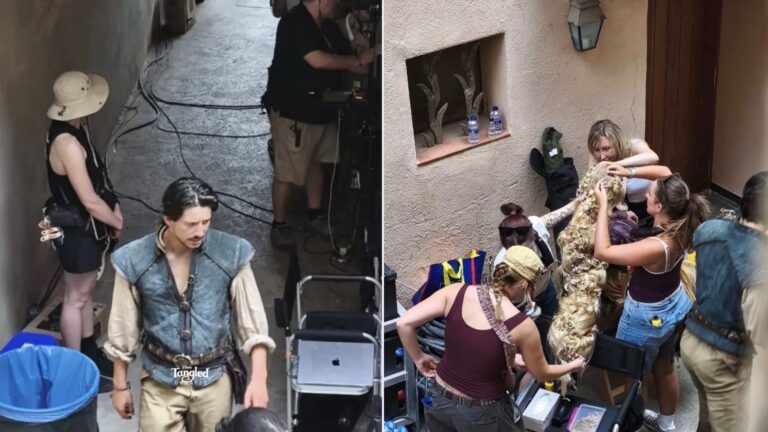 First Look at Milo Manheim and Teagan Croft on Live-Action Tangled Set