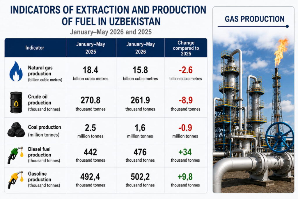 Uzbekistan Sees Decline in Domestic Fossil Fuel Extraction