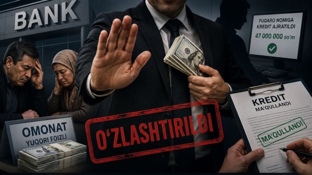 Bankka emas, cho‘ntakka: omonat va kredit mablag‘larini o‘zlashtirgan «bankir»lar ushlandi