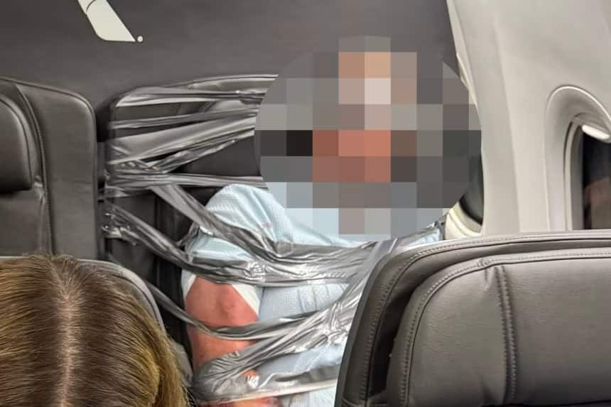 Unruly passenger duct-taped to seat after mid-flight racist outburst
