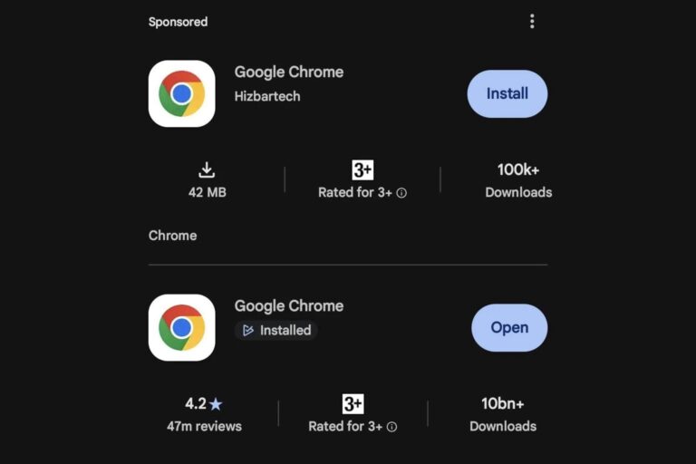 Фейковый Chrome скачали более 100 тыс. раз из Google Play