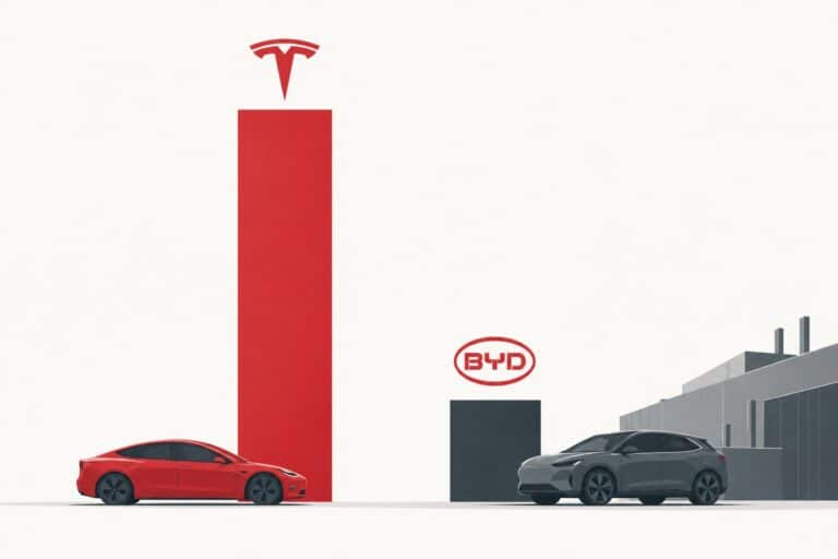 Tesla стоит в 23 раза дороже BYD относительно прибыли