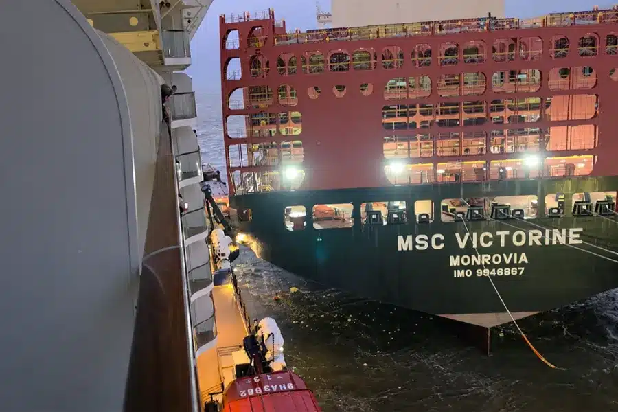 Cruise ship collides with container vessels at German port, trip cancelled